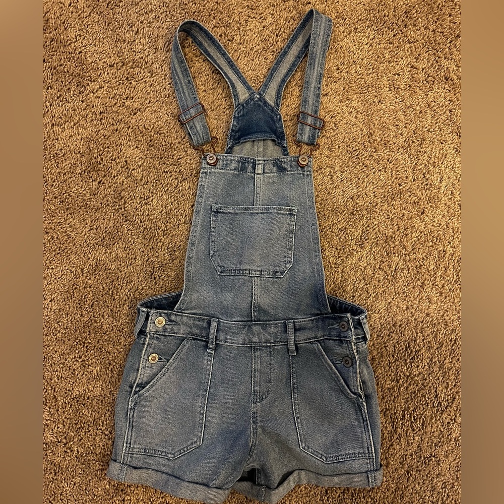 Denim Overalls with flower on back pocket